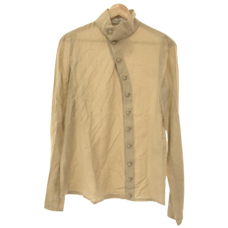 Lautashi ラウタシー スタンドカラーチャイナシャツ ベージュ 1 
