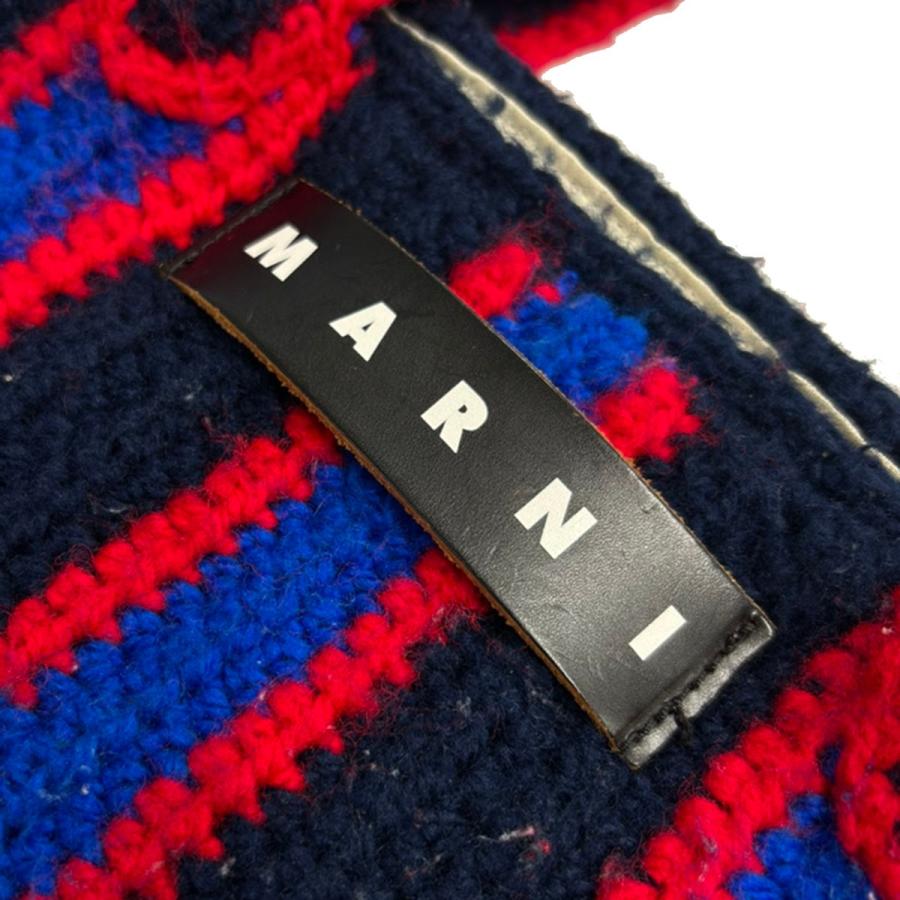 MARNI（マルニ） ストライプニットトートバッグ ネイビー レッド