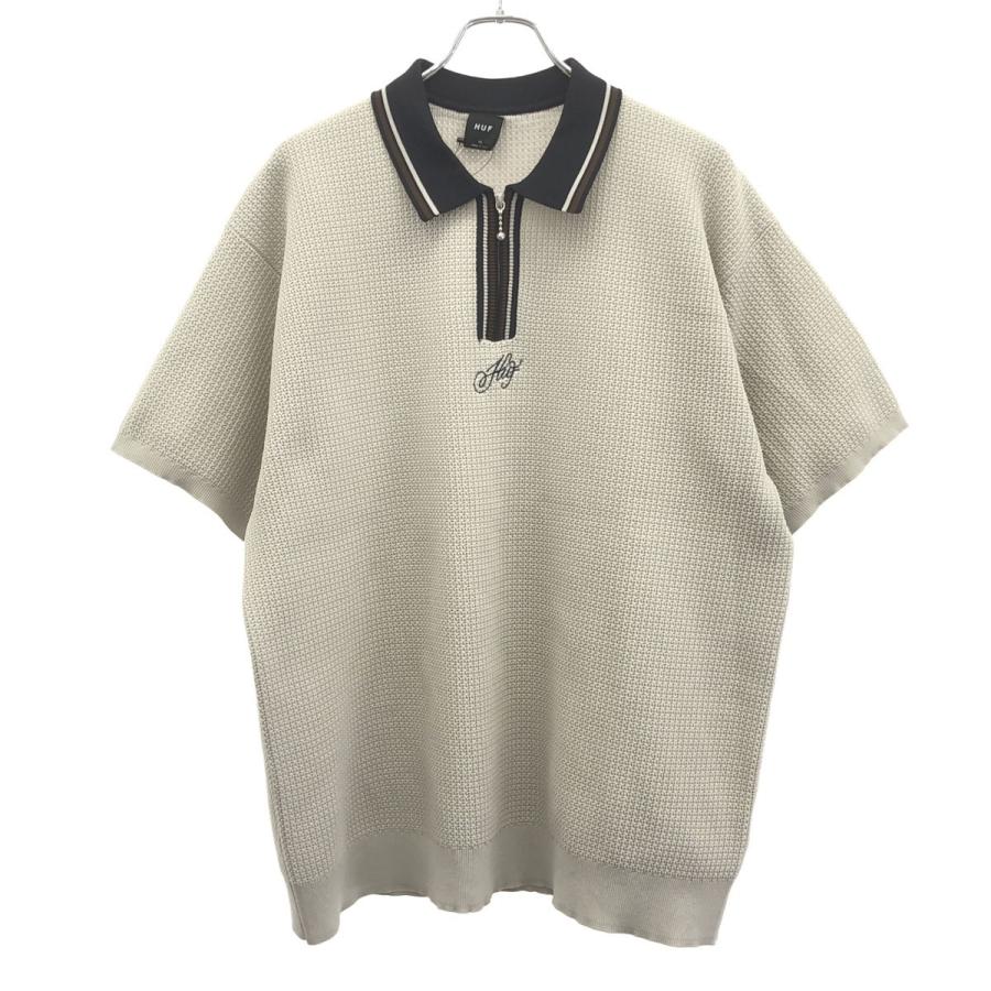 HUF（ハフ） CURSIVE SCRIPT ZIP POLO ポロシャツ 23M KN80087 ライト 