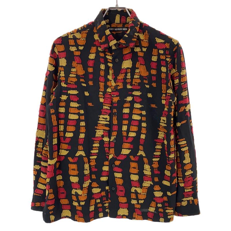 ISSEY MIYAKE MEN 長袖シャツ 黒とオレンジ