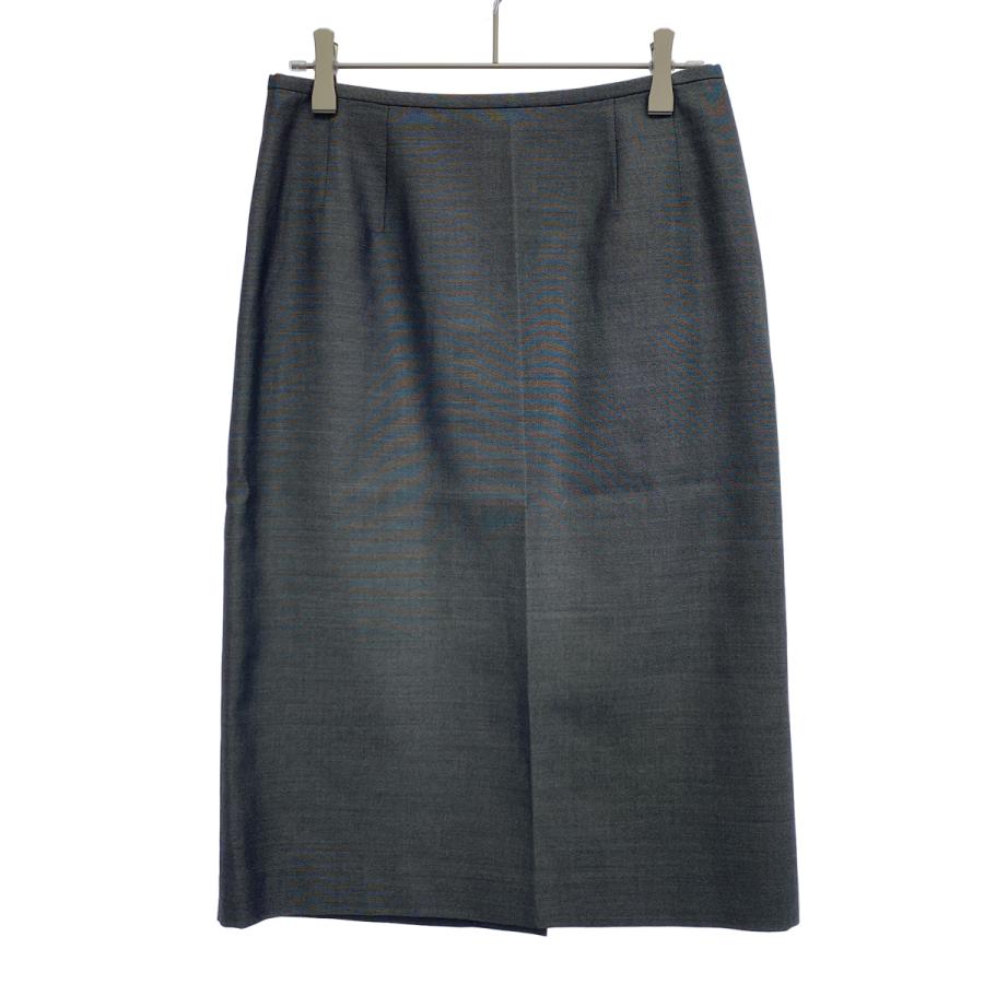 ランバンコレクション セットアップ スーツ ウール シルク グレー 38 極美品 LANVIN COLLECTION ランバン コレクション フリルパイピングシルク