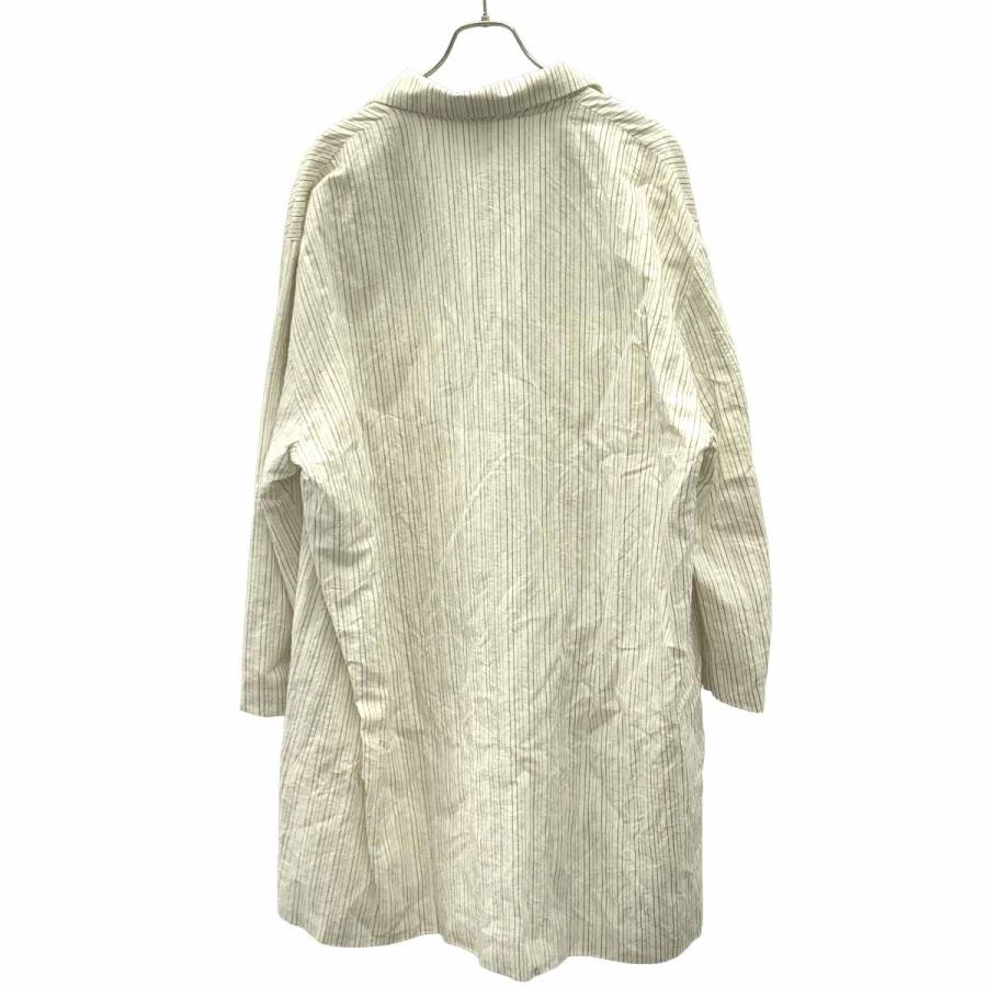 Bergfabel バーグファベル MOON COAT コットンリネンストライプチェスターコート BFmC51a818 ホワイト S BERGFABEL（バーグファベル） MOON COAT コットンリネンストライプ