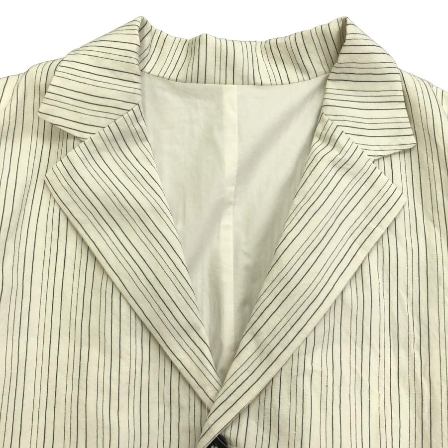 Bergfabel バーグファベル MOON COAT コットンリネンストライプチェスターコート BFmC51a818 ホワイト S BERGFABEL（バーグファベル） MOON COAT コットンリネンストライプ