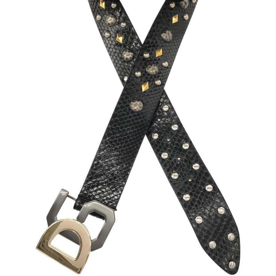 Dolce&Gabbanaレザースタッズパイソン ベルト