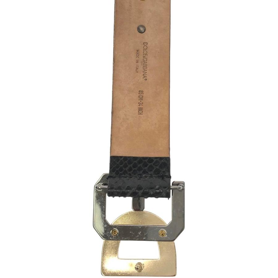 Dolce&Gabbanaレザースタッズパイソン ベルト