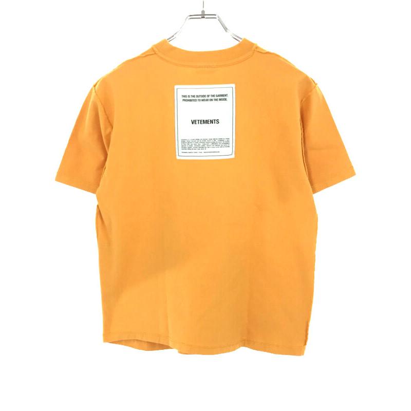 VETEMENTS ヴェトモン 18AW インサイドアウトTシャツ イエロー L