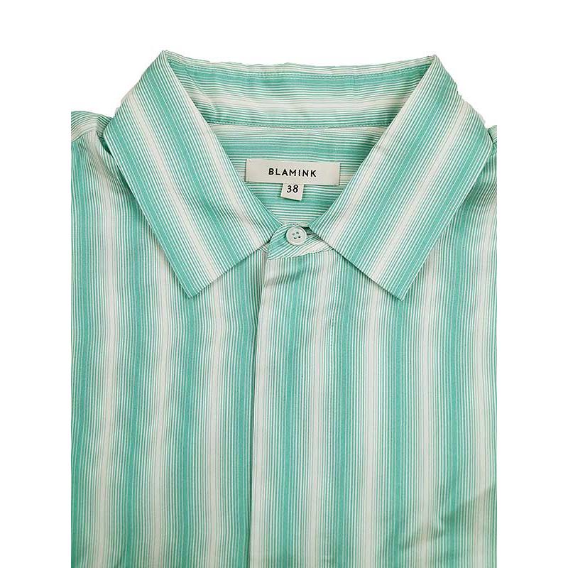 BLAMINK ブラミンク シャツ コットンストライプレギュラーシャツ