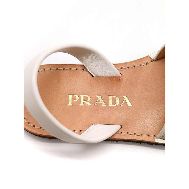 PRADA プラダ レザーサンダル ホワイト 36 1/2 ITBIS6TG87US  