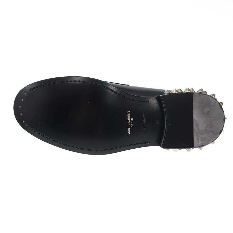SAINT LAURENT PARIS サンローラン パリ スタッズヒールレザーローファー ブラック 37 ITBM3SLFPRMW_3