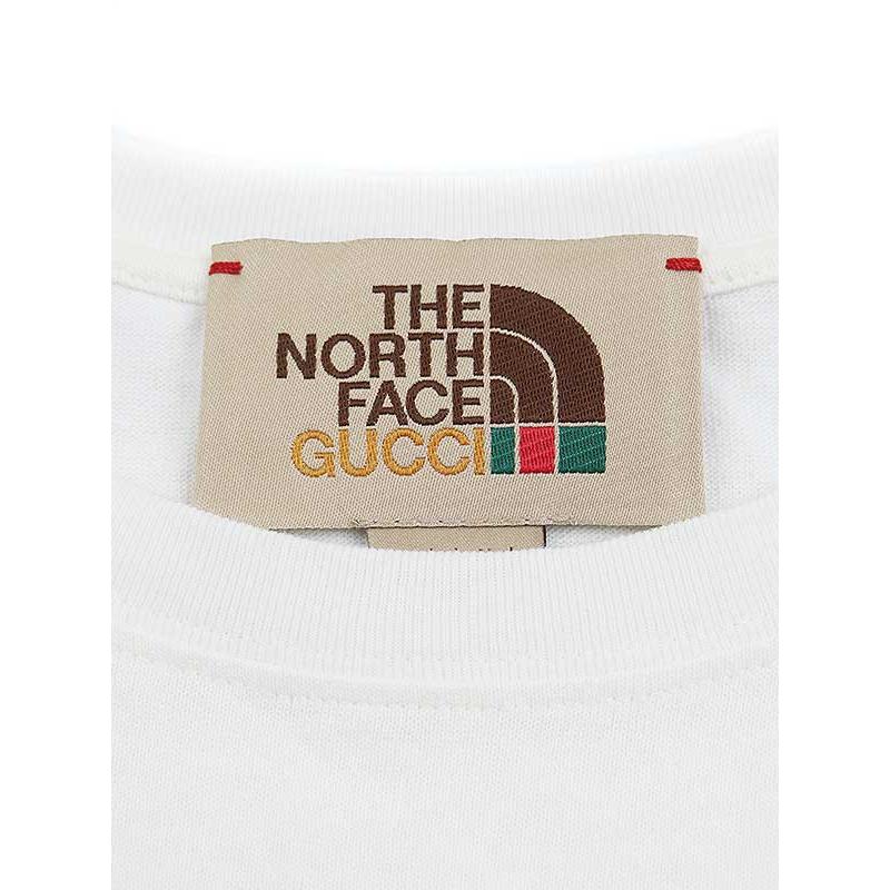 GUCCI×THE NORTH FACE グッチ ノースフェイス ロゴプリントオーバーサイズTシャツ 615044 XJDBZ ホワイト XS GUCCI - GUCCI×THE NORTH FACE グッチ ノースフェイス ロゴプリント