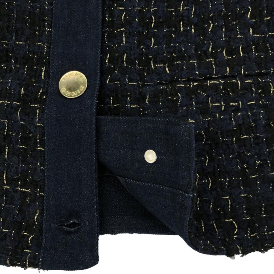PINKO ピンコ クロップドツイードジャケット 1J10HL-B ネイビー 44 
