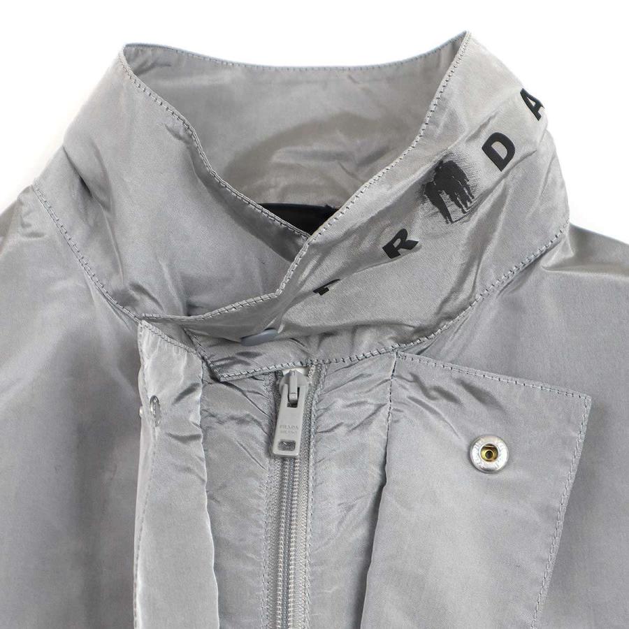 PRADA プラダ 22AW バックプリント シルクジャンプスーツ グレー S