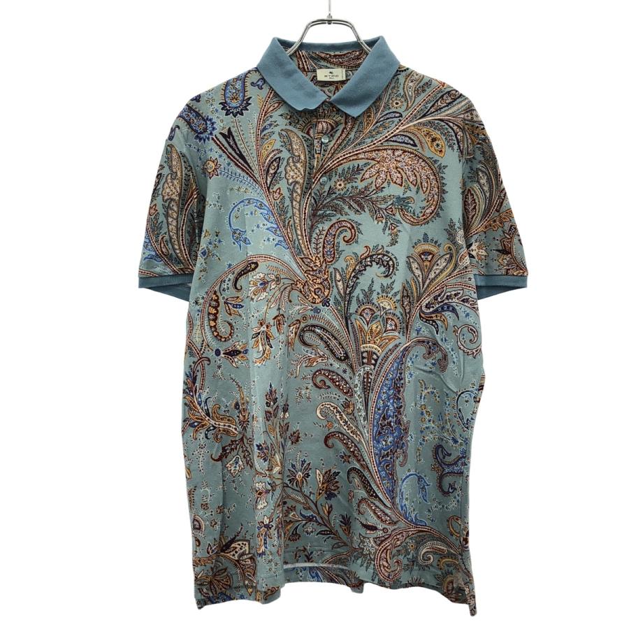 ETRO エトロ　ペイズリー 柄 ポロシャツ 総柄 大きいサイズ　青　42 ETRO（エトロ） ペイズリーポロシャツ ブルー系 XXL ITCDMSQVVWOP