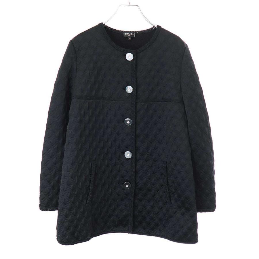 CHANEL（シャネル） シルクキルテッドノーカラーカーディガン