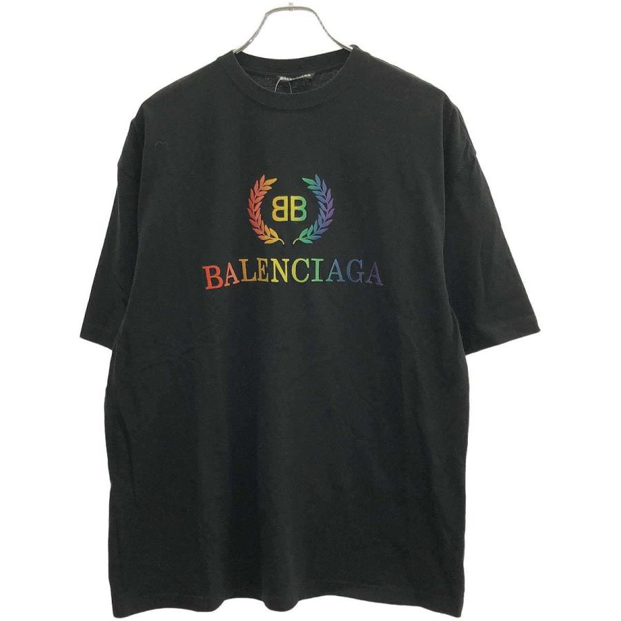BALENCIAGA（バレンシアガ） BBレインボーロゴ刺繍Tシャツ 570805 