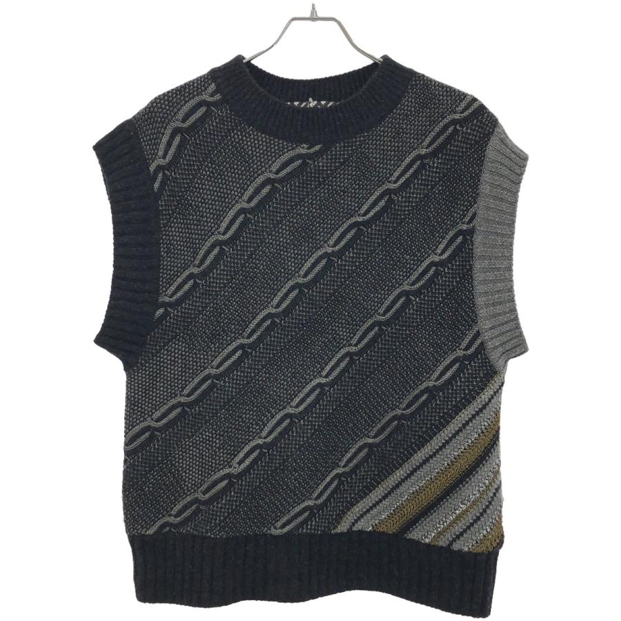 MULPLA マルプラ ジャガードニットベスト 1321030503 ブラック F  