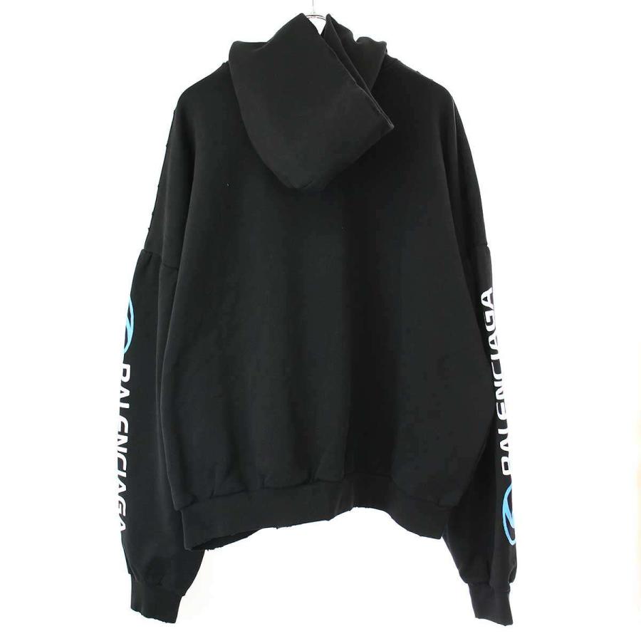 BALENCIAGA バレンシアガ 24SS Round Hoodie ダメージ加工ロゴ BALENCIAGA バレンシアガ 24SS Round Hoodie ダメージ加工ロゴ