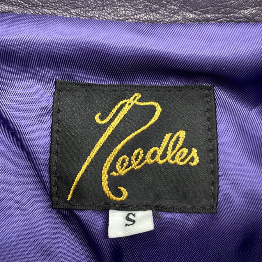 Needles ニードルズ 23AW LETTERMAN JACKET COWHIDE LTHR カウレザーレターマンジャケット NS078 パープル S ITDC475EF35Aの画像