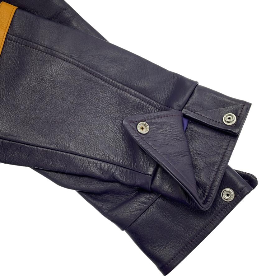 Needles ニードルズ 23AW LETTERMAN JACKET COWHIDE LTHR カウレザーレターマンジャケット NS078 パープル S ITDC475EF35Aの画像