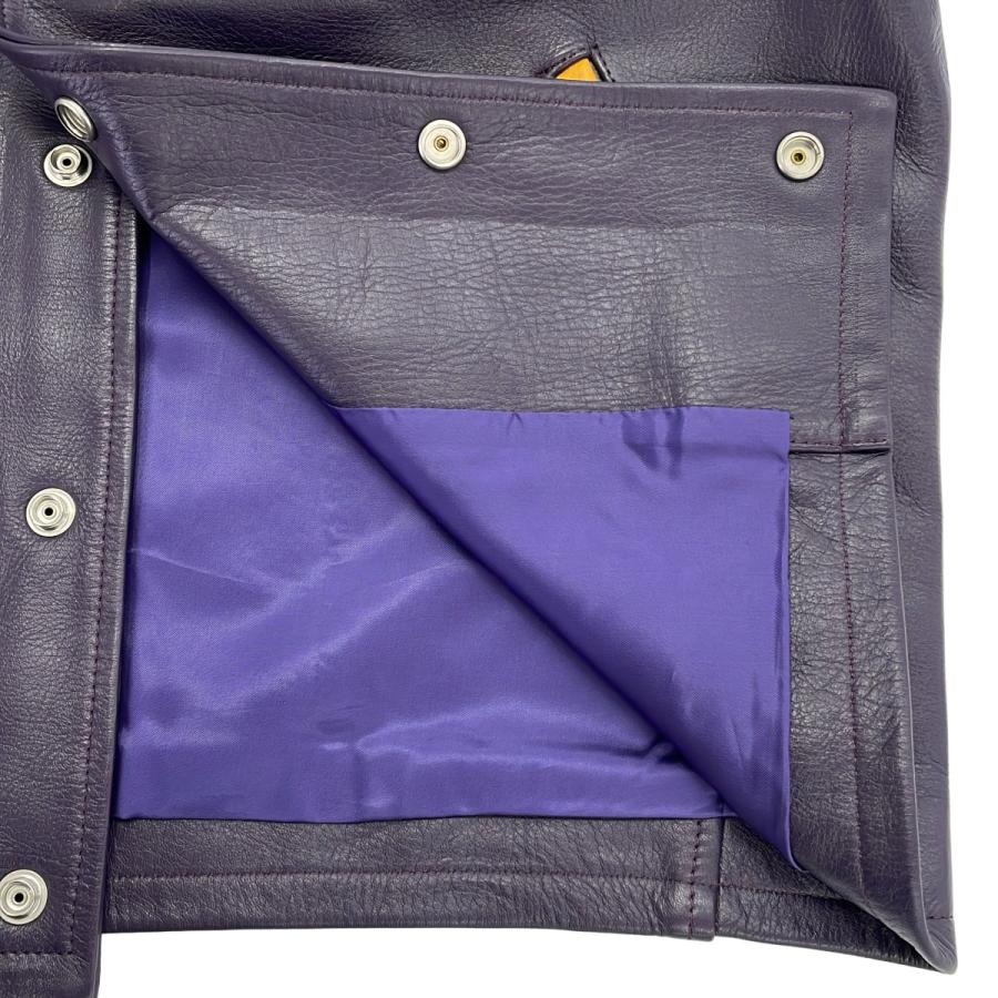 Needles ニードルズ 23AW LETTERMAN JACKET COWHIDE LTHR カウレザーレターマンジャケット NS078 パープル S ITDC475EF35Aの画像