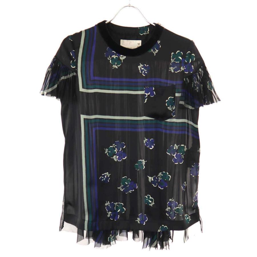 sacai サカイ 17AW シフォンプリーツフローラルチュニックトップス 17 