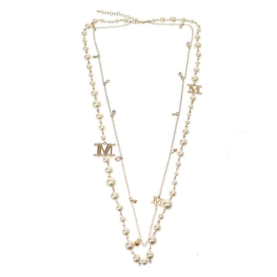 MAXMARA マックスマーラ　Mロゴ　メタルビジュー　パールネックレス MAXMARA マックスマーラMロゴメタルビジューパールネックレス