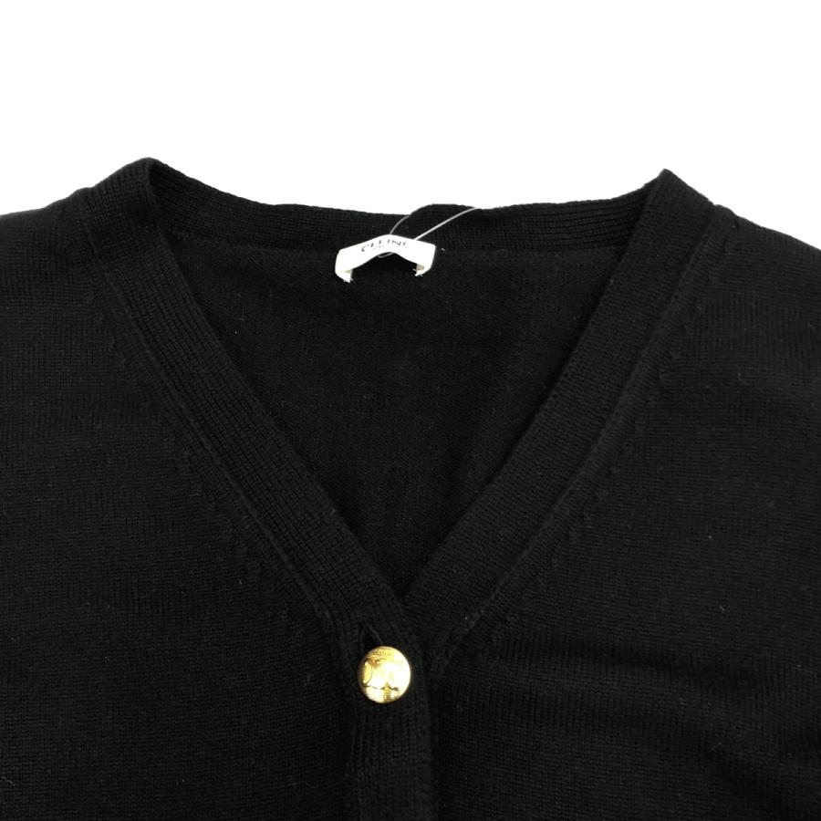 CELINE セリーヌ 24SS トリオンフグルメット クロップドカーディガン ヘリテージカシミア 2A87T2070 ブラック XS CELINE（セリーヌ） 24SS トリオンフグルメット クロップド