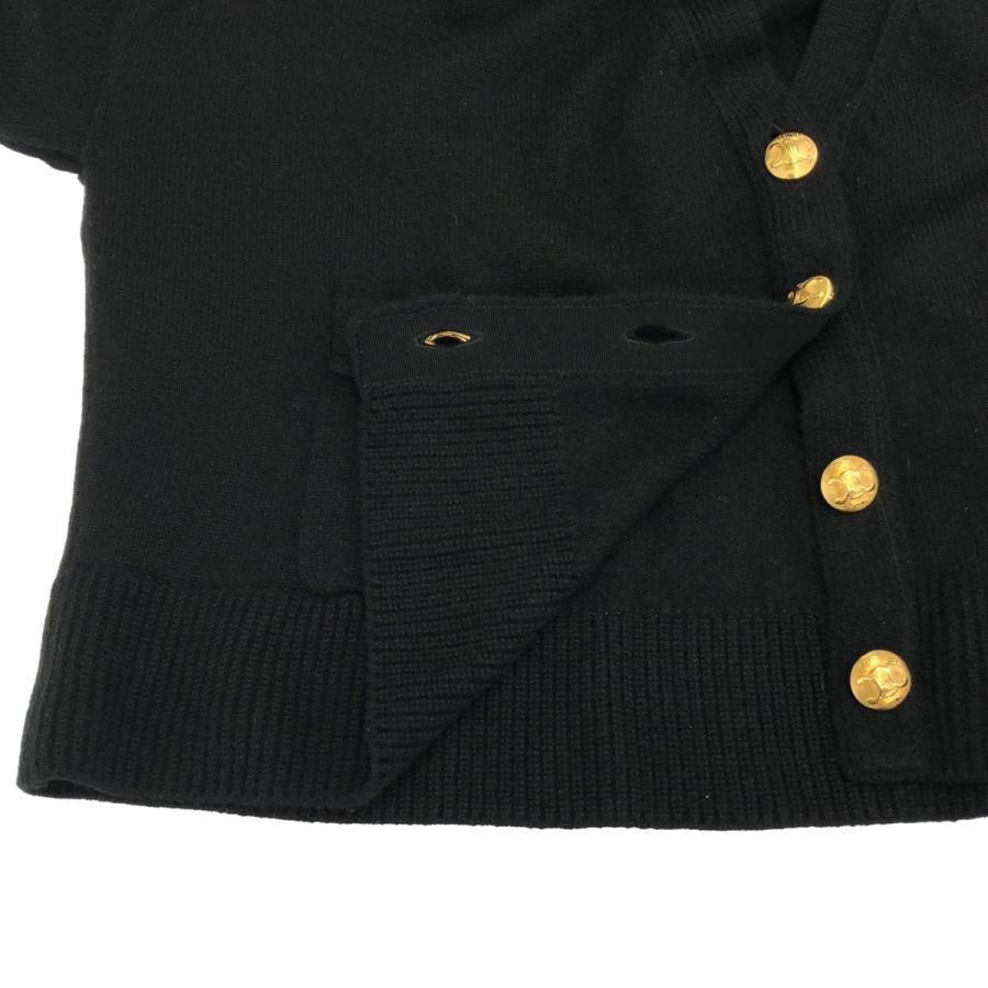 CELINE セリーヌ 24SS トリオンフグルメット クロップドカーディガン ヘリテージカシミア 2A87T2070 ブラック XS CELINE（セリーヌ） 24SS トリオンフグルメット クロップド