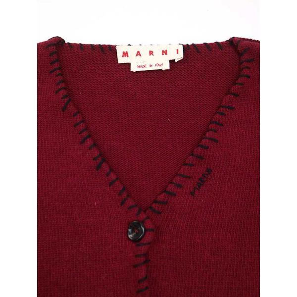 MARNI マルニ 21AW ロゴステッチ刺繍ウールニットカーディガン