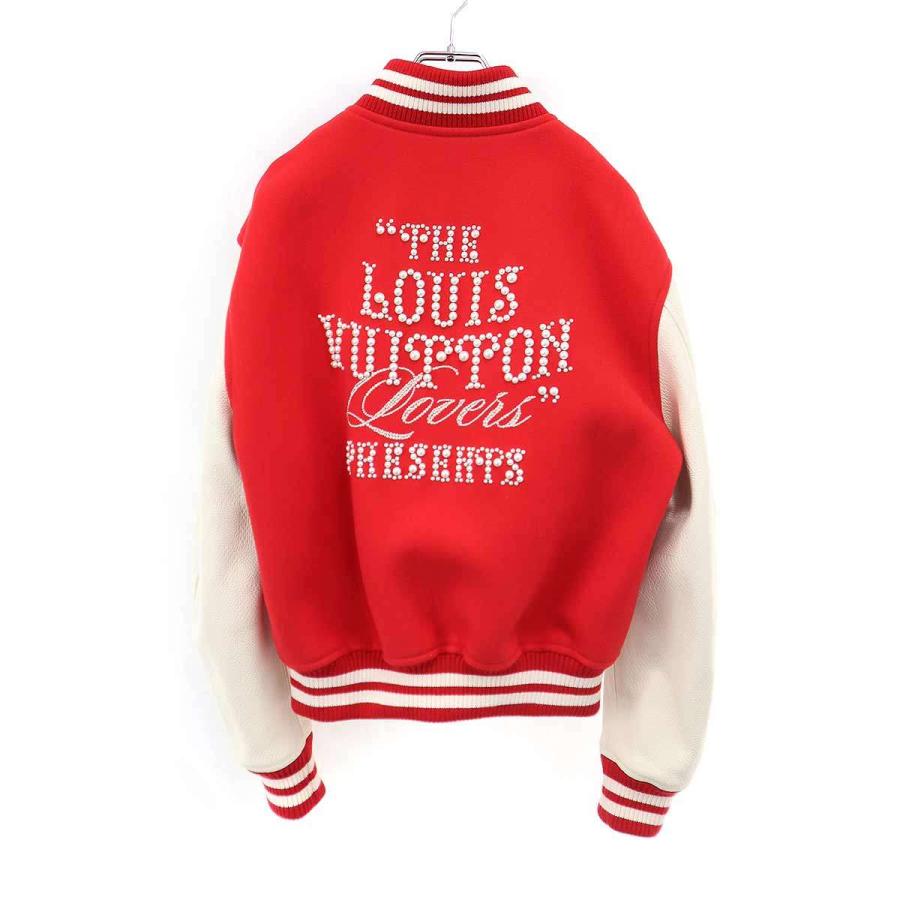 【ピース】LOUIS VUITTON 希少 極美品 ルイヴィトン 24SS ミックスレザーバー シティ ブルゾン 1AFIQA ダミエ レザー レッド ホワイト パール ビジュー ラインストーン ロゴ チェック ボンバージャケット ヴィトン Aランク 中古 鑑定済 ヴィトンブルゾン LOUIS VUITTON（ルイ・ヴィトン） 24SS Mix Varsity Jacket パール
