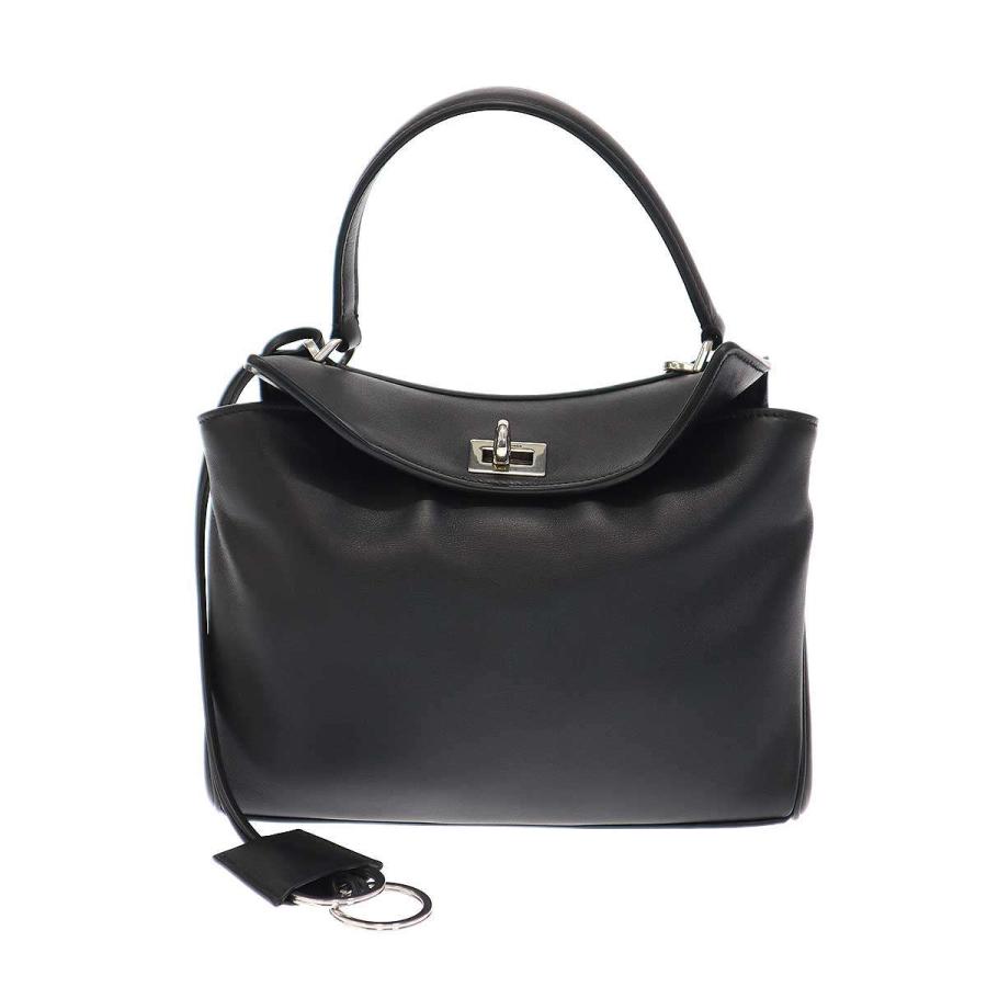 【BALENCIAGA】黒 合成皮革 ショルダーバッグ バレンシアガ バレンシアガ ショルダーバッグ レザー 本革 ネイビーカバス XS