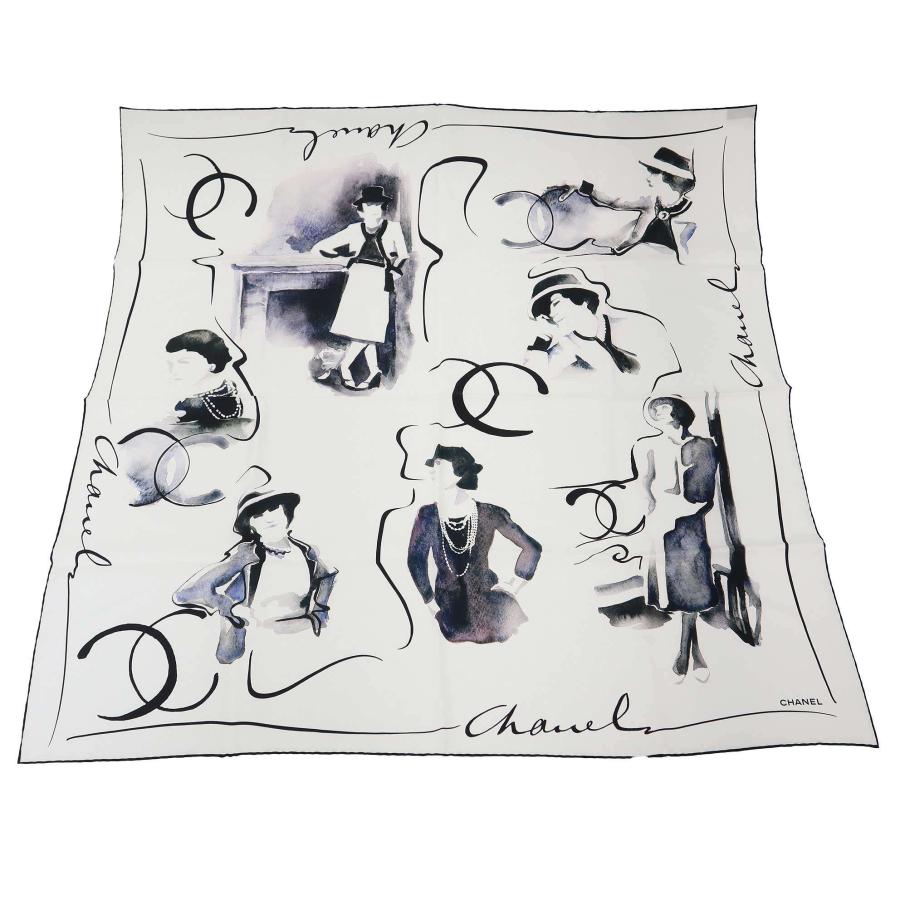 CHANEL（シャネル） ココマーク マドモアゼルシルクスカーフ ホワイト