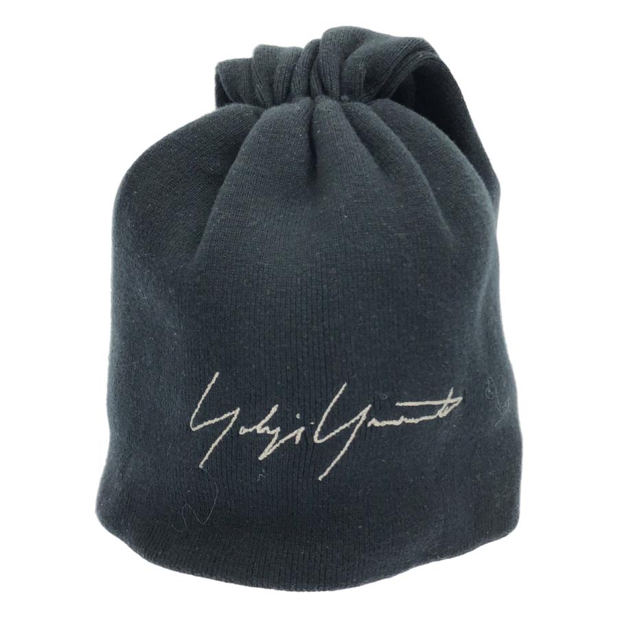 Yohji Yamamoto POUR HOMME ヨウジヤマモト プールオム 18SS コットンリネンゴム編ドローストリングキャップ HW-H08-062 ブラック Yohji Yamamoto POUR HOMME ヨウジヤマモト プールオム 18SS コットン