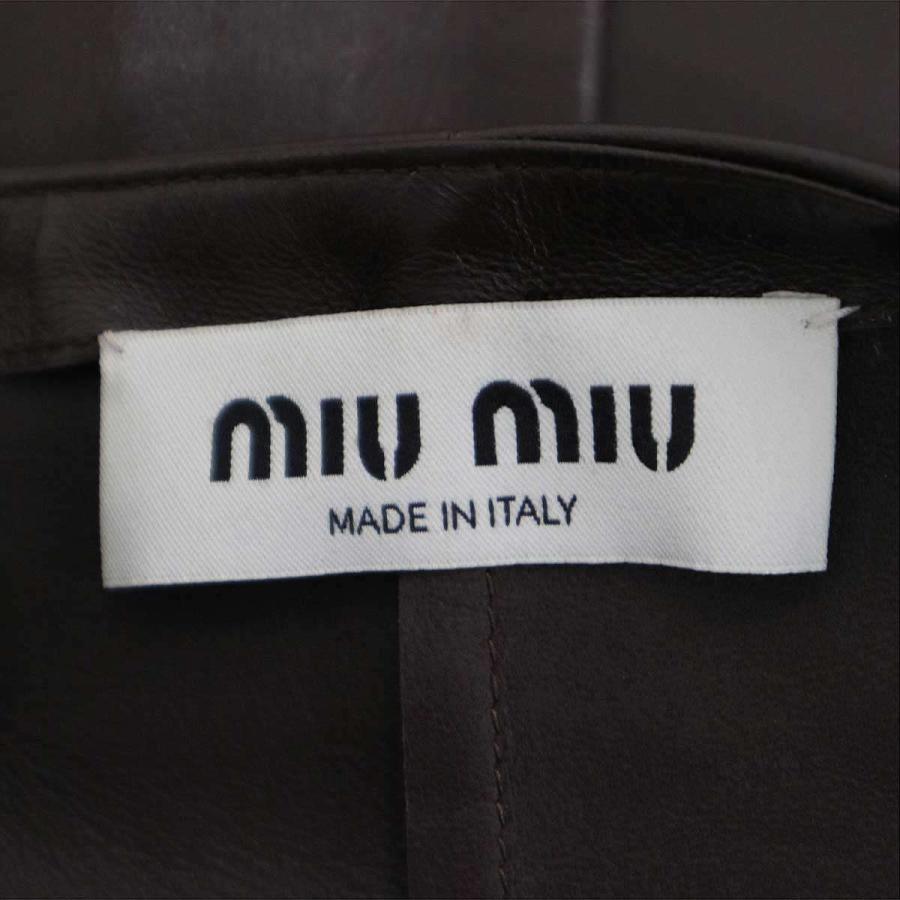 miu miu（ミュウミュウ） 25AW ロゴパッチ レザースカート MPD820  