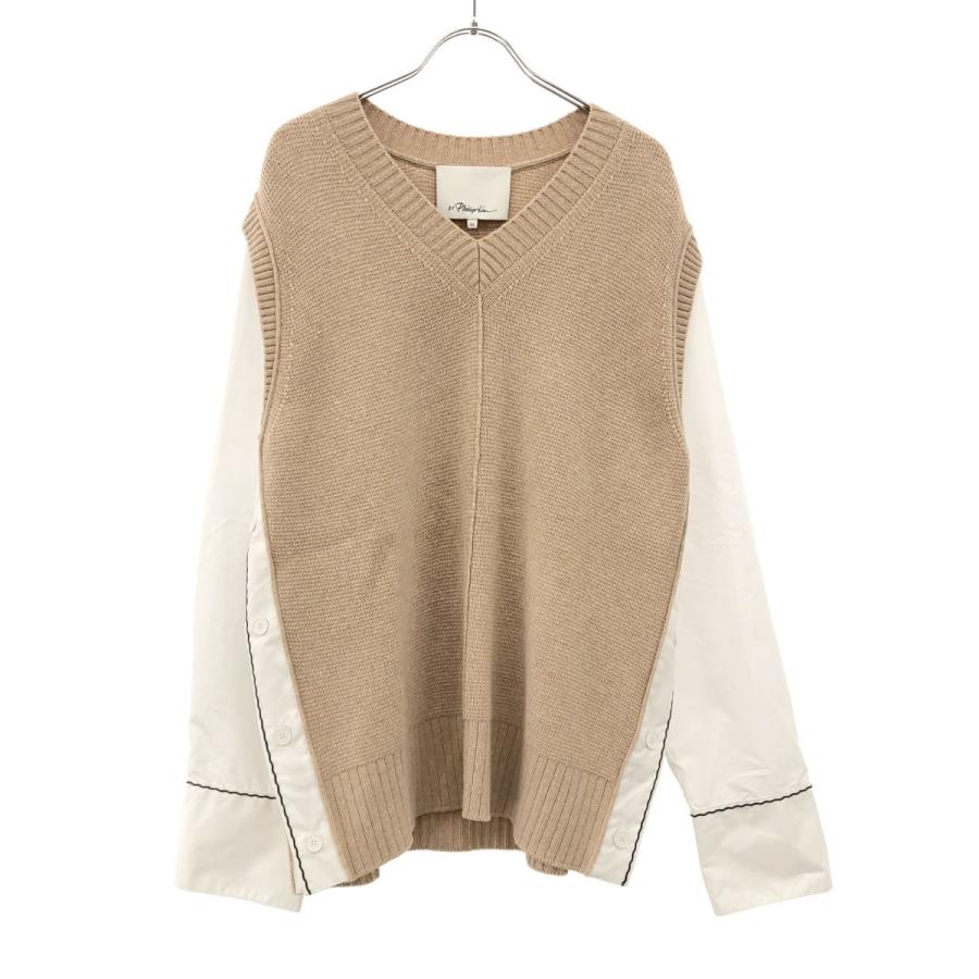 3.1 Phillip Lim スリーワンフィリップリム 24AW ニットベストドッキングシャツ P242-70061ESW ベージュ×ホワイト XS 3.1 Phillip Lim（3.1 フィリップ リム） スリーワンフィリップリム