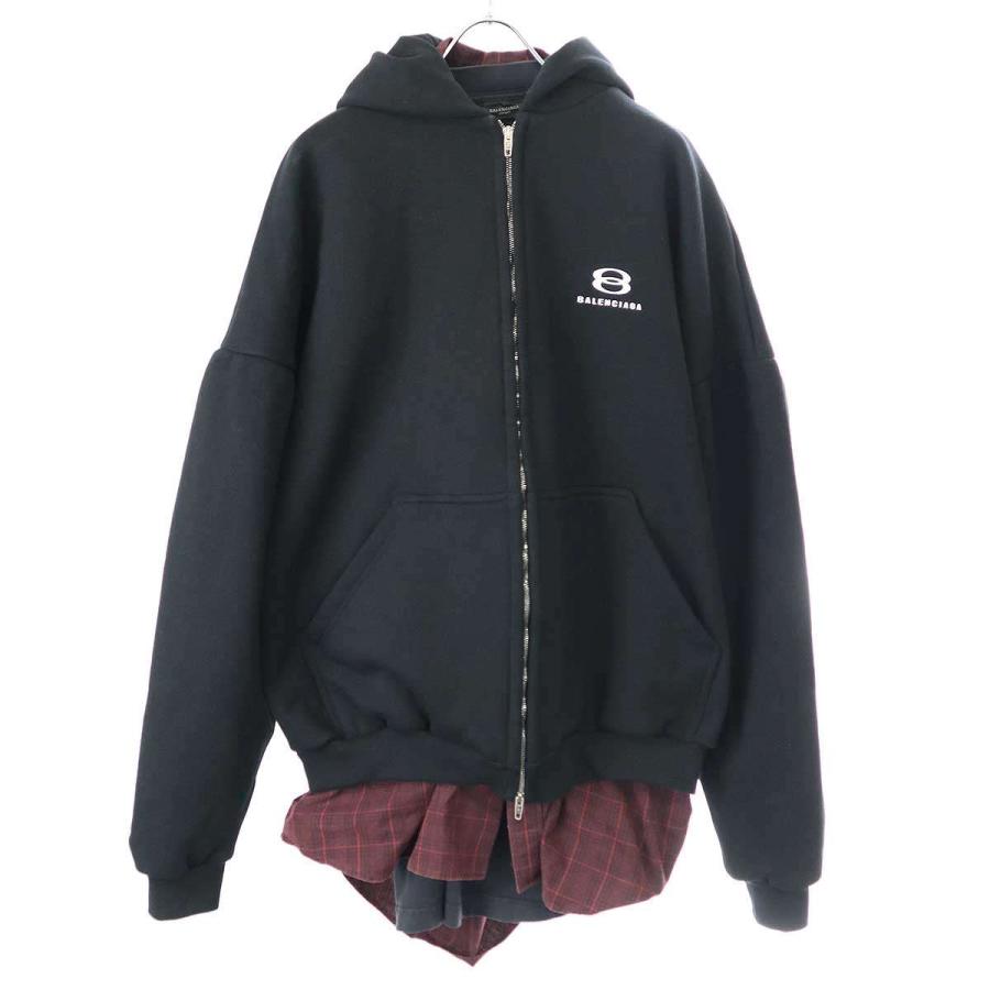 24SS Balenciaga Zip up ドッキングパーカー BALENCIAGA バレンシアガ 24SS NEW TAPE TYPE HOODIE BLACK SIZE
