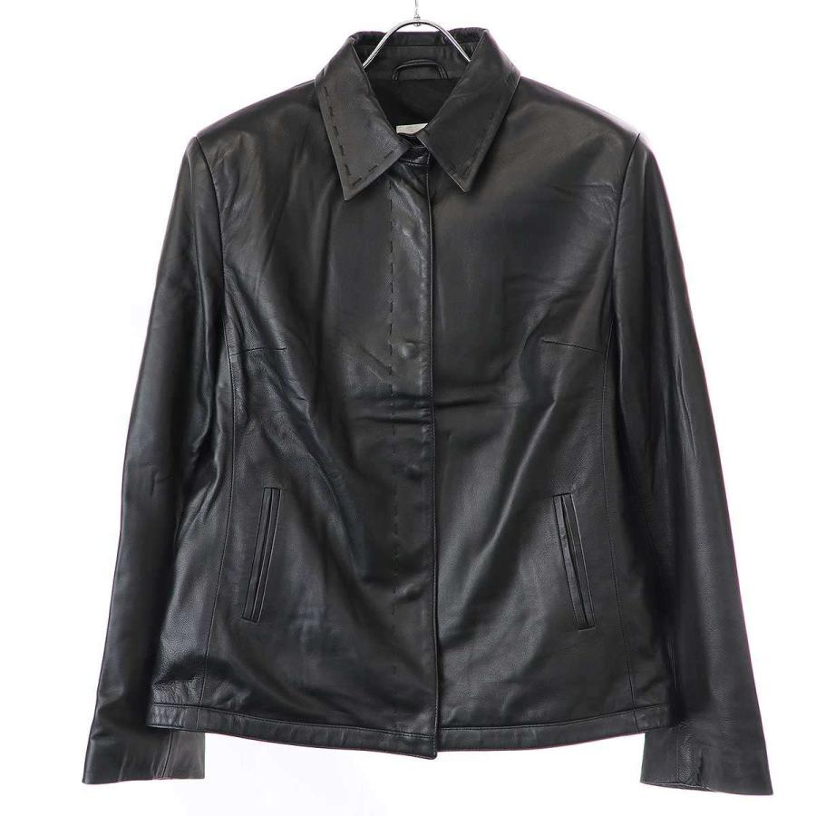 HERNO（ヘルノ） シープスキンレザー シャツジャケット ブラック 46