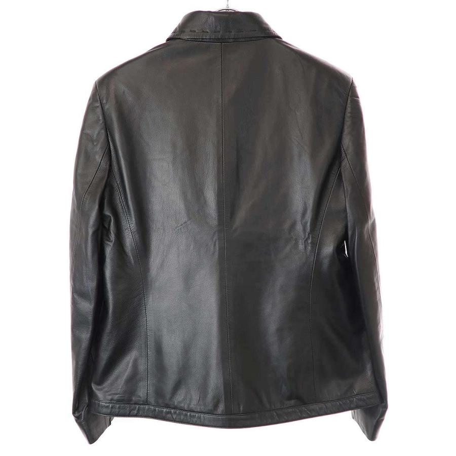 HERNO（ヘルノ） シープスキンレザー シャツジャケット ブラック 46