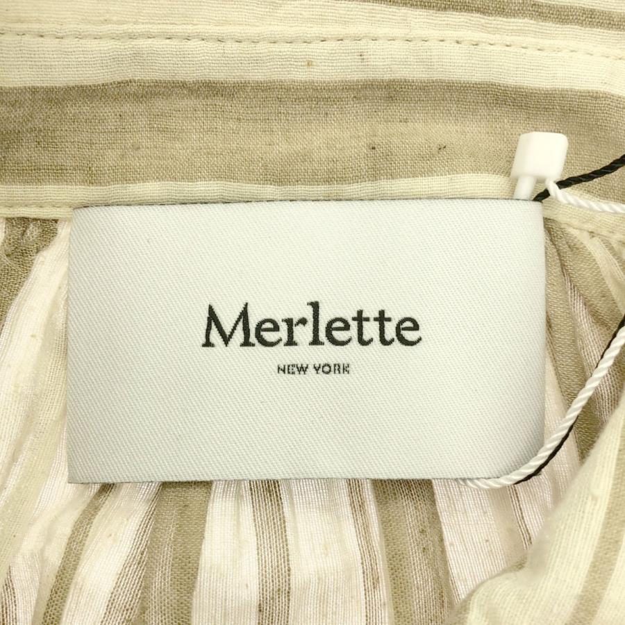 Merlette マーレット 24SS TIANA STRIPE TOP シルクコットンストライプシャツブラウス 172E26ST ベージュ系 XS merlette（マーレット） 24SS TIANA STRIPE TOP シルクコットン