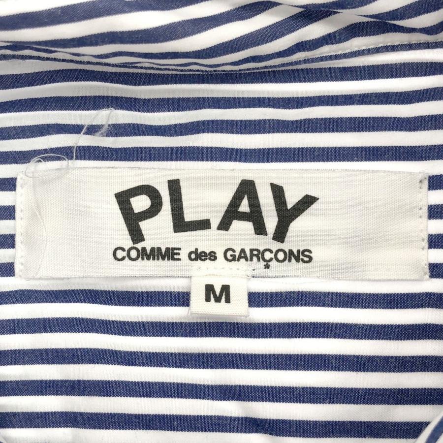 COMME des GARCONS AZ-B007ストライプシャツPLAYハート PLAY COMME des GARCONS プレイコムデギャルソン ハートワッペン