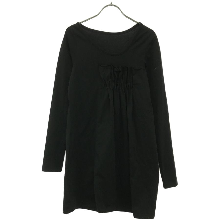 Yohji Yamamoto - Yohji Yamamoto FEMME ヨウジヤマモト ファム 20AW コットンギャザーロングスリーブカットソー FR-T47-073 ブラック 2 Yohji Yamamoto FEMME ヨウジヤマモト ファム 20AW コットン