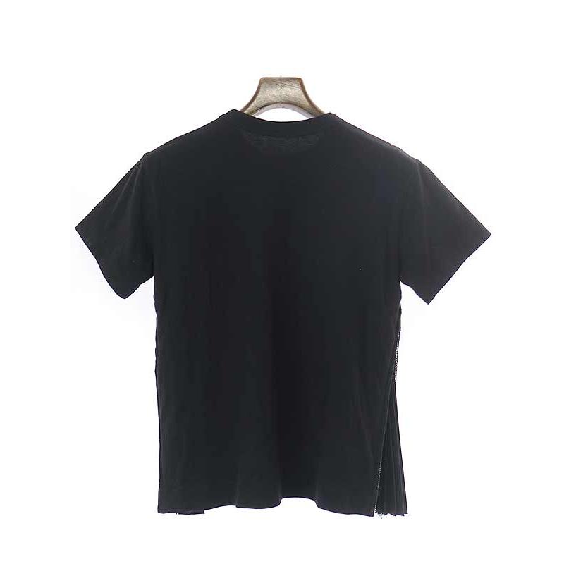 sacai（サカイ） 18SS サイドプリーツクルーネックTシャツ ブラック 1