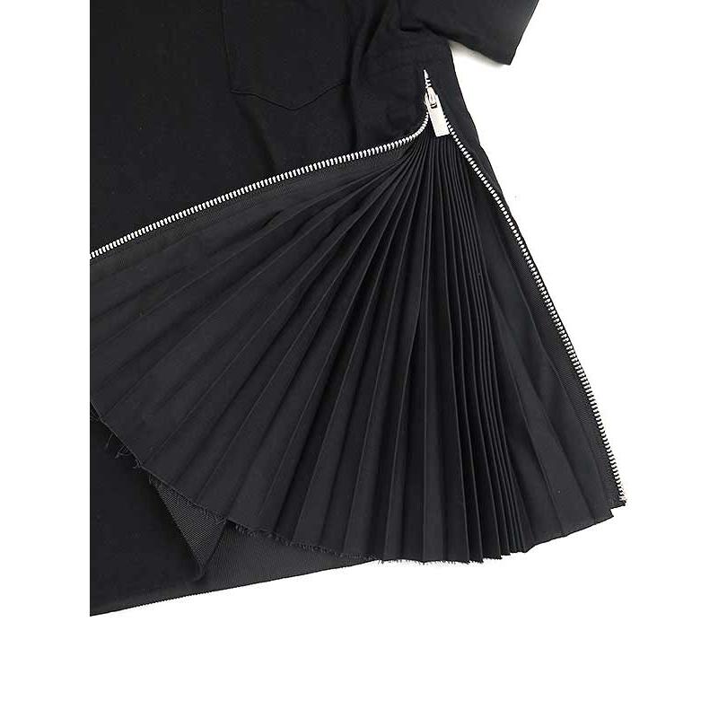 sacai（サカイ） 18SS サイドプリーツクルーネックTシャツ ブラック 1