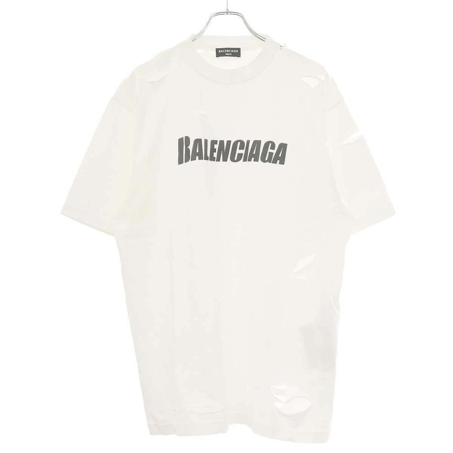 BALENCIAGA バレンシアガ 21SS デストロイオーバーサイズTシャツ BALENCIAGA（バレンシアガ） 21SS ロゴプリント デストロイオーバー