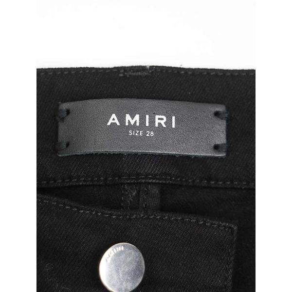 AMIRI アミリ グッリターラインダメージ加工スキニーデニムパンツ ブラック サイズ:28 メンズ ITG3TMS45FVK｜modescape｜03