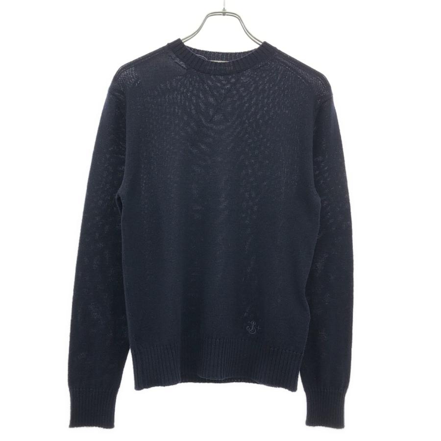 JIL SANDER＋ ジルサンダープラス 25AW ロゴエンブロイダリーウールニットセーター J47GP0189 ネイビー 44 JIL SANDER（ジルサンダー） JIL SANDER＋ ジルサンダープラス 25AW