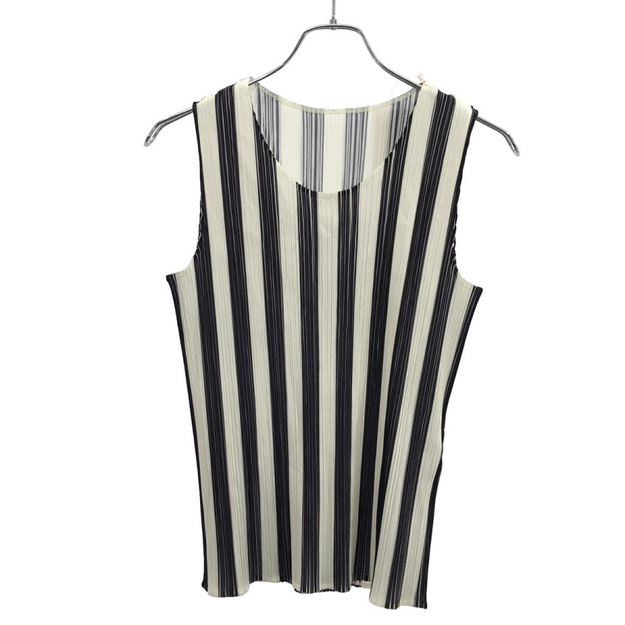 値下不可 イッセイミヤケ プリーツプリーズ タンクトップ ストライプ サイズ3 PLEATS PLEASE ISSEY MIYAKE プリーツプリーズ イッセイミヤケ