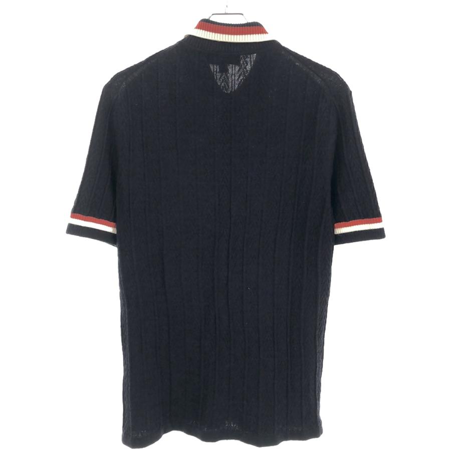 BURBERRY バーバリー ケーブル編みニットポロシャツ ネイビー M 