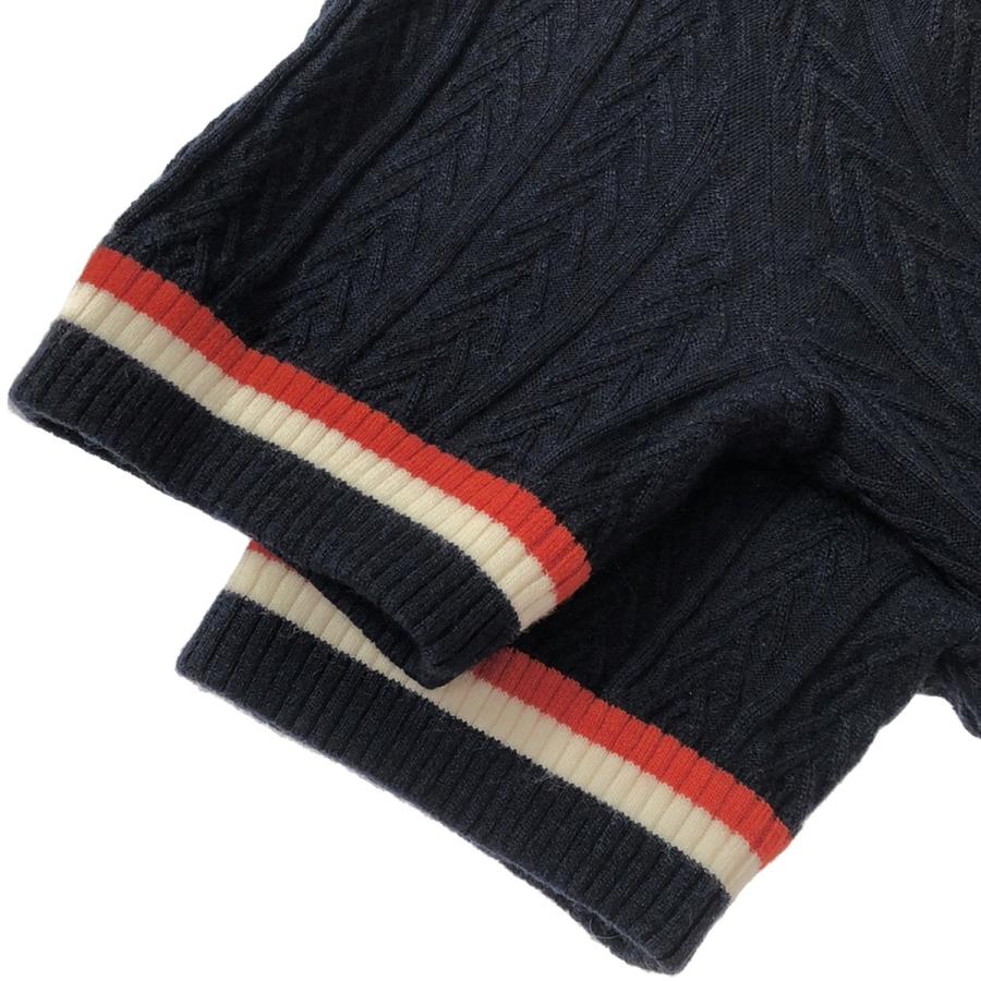 BURBERRY バーバリー ケーブル編みニットポロシャツ ネイビー M 