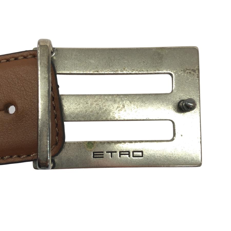 ETRO（エトロ） Eバックルペイズリーレザーベルト ブラウン系